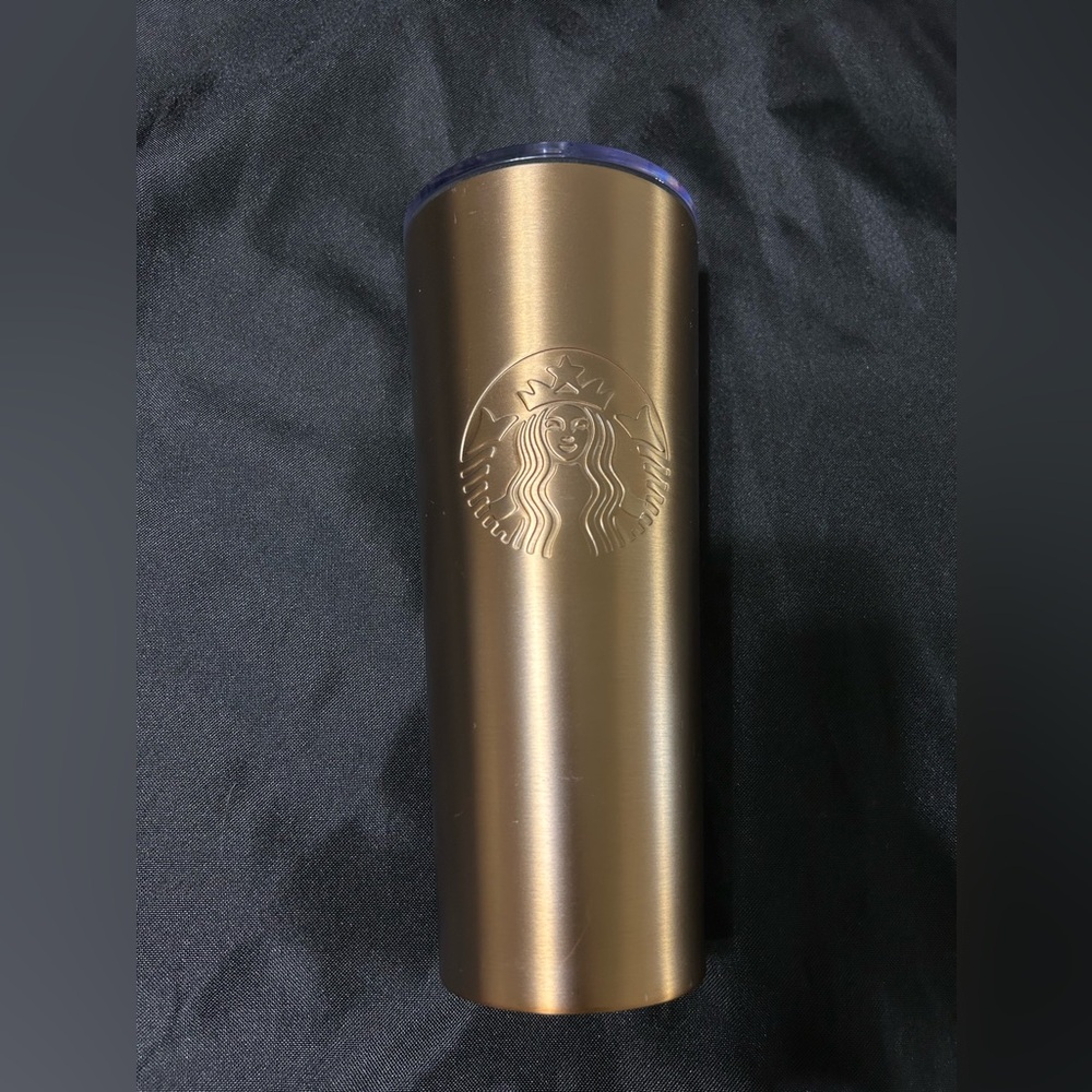 Starbucks Gold/Cooper Tone, Stainless Steel Cold Cup with Clear Lid-  24oz